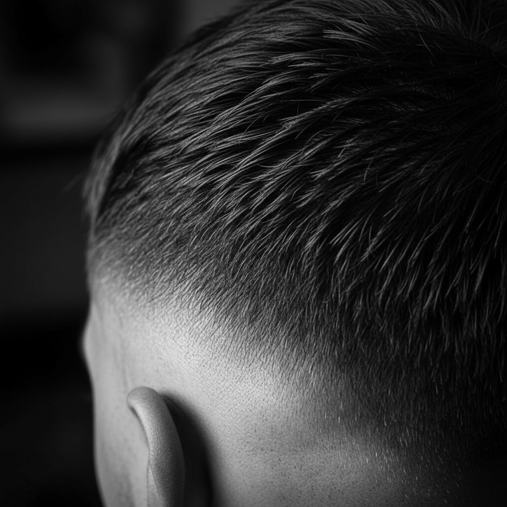 Macro shot of a precision fade haircut
