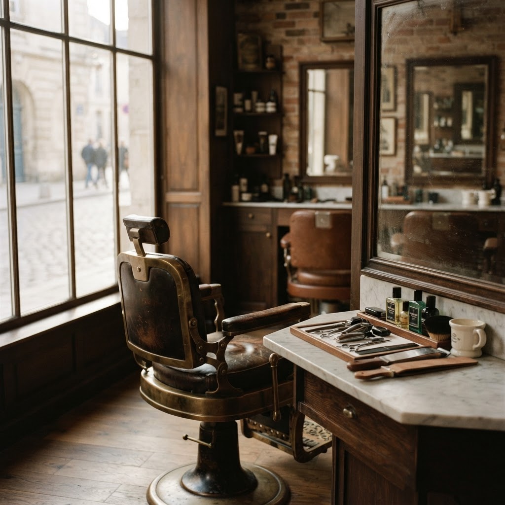 Atmospheric interior of The Barber Shop, Marsh