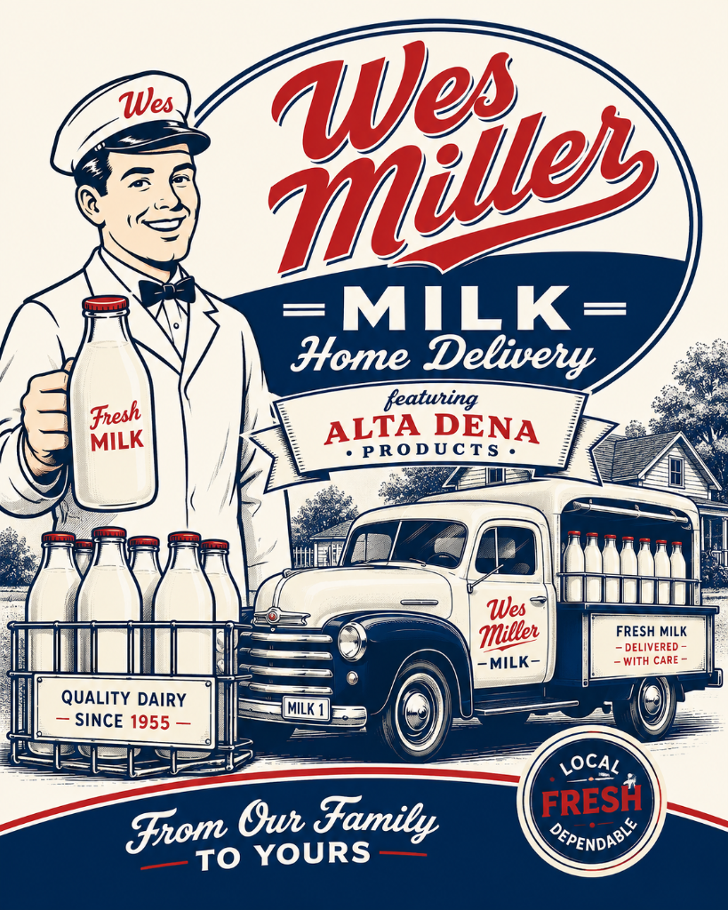 Wes Miller Milk Home Delivery featuring Alta Dena Products — Quality Dairy Since 1955, From Our Family To Yours