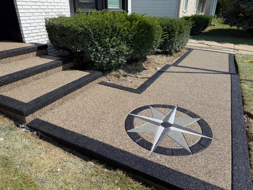 Decorative Steps with Compass Medallion