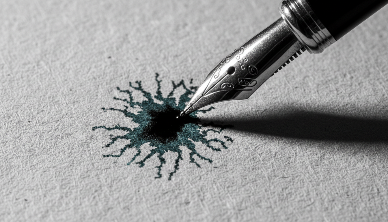 Fountain pen nib touching paper