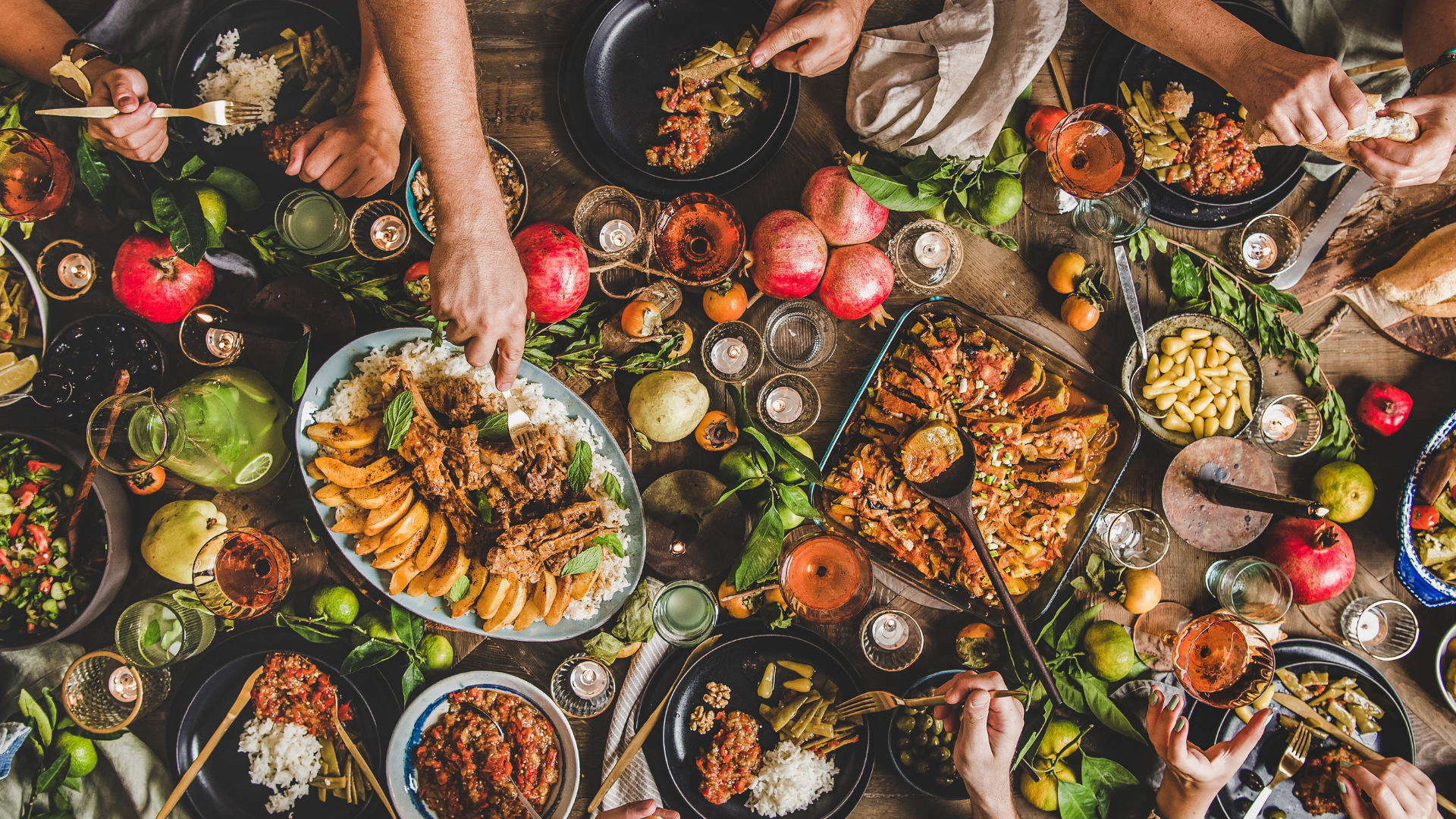 A shared Mediterranean halal feast celebrating the meaning of halal