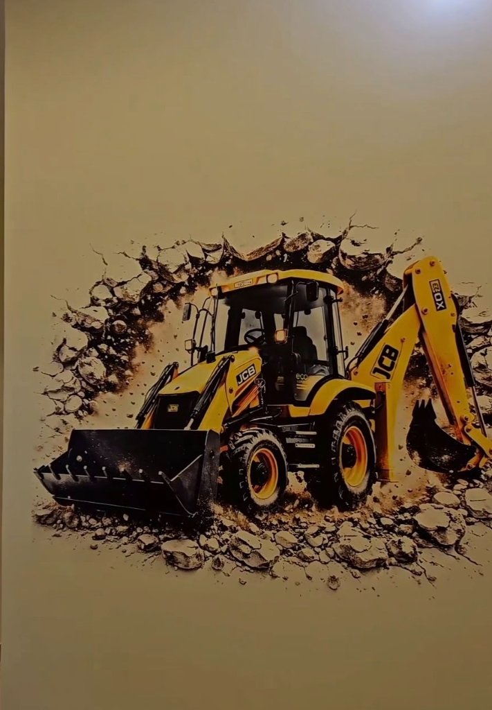 JCB Backhoe Bursting Through