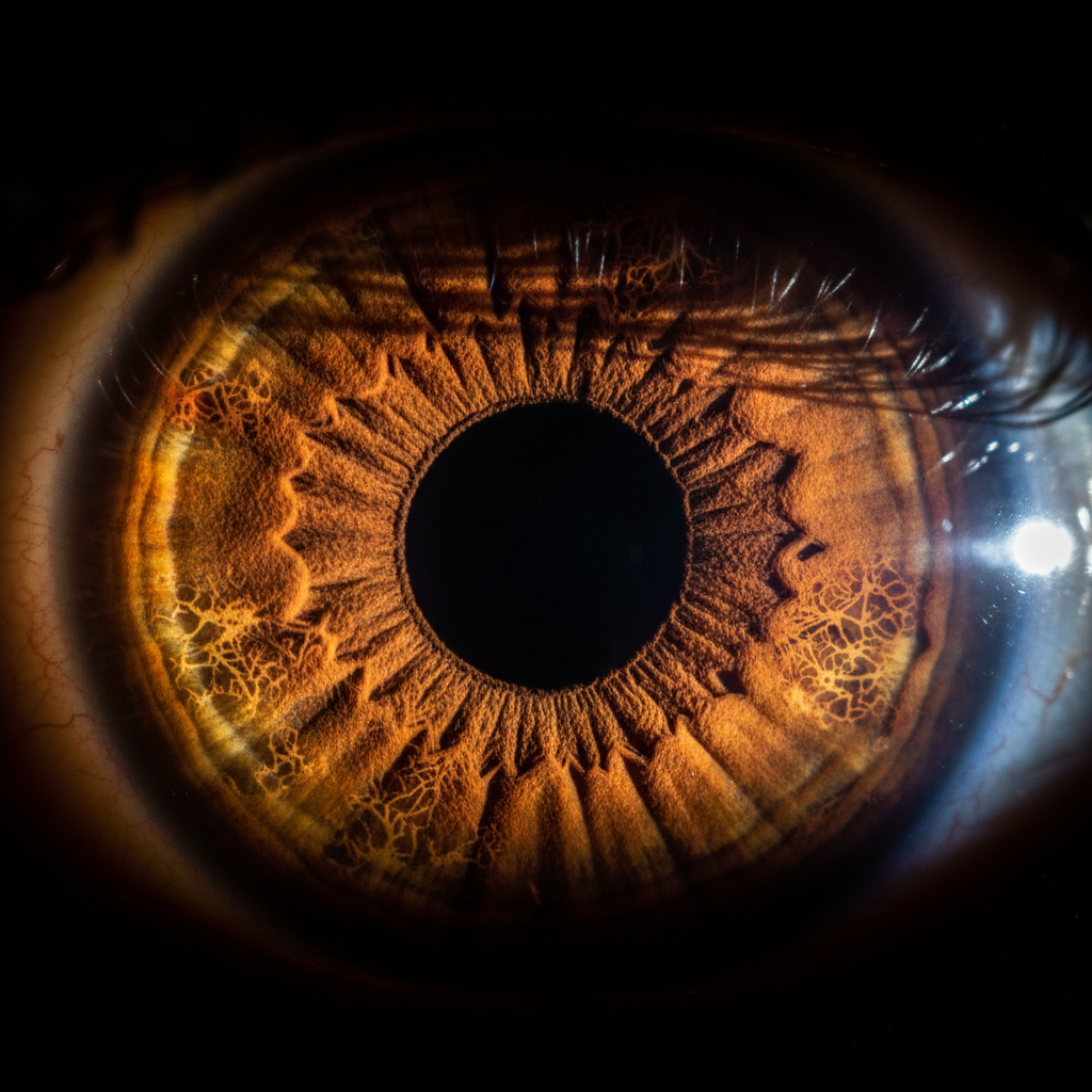 Macro of human iris with amber and gold flecks
