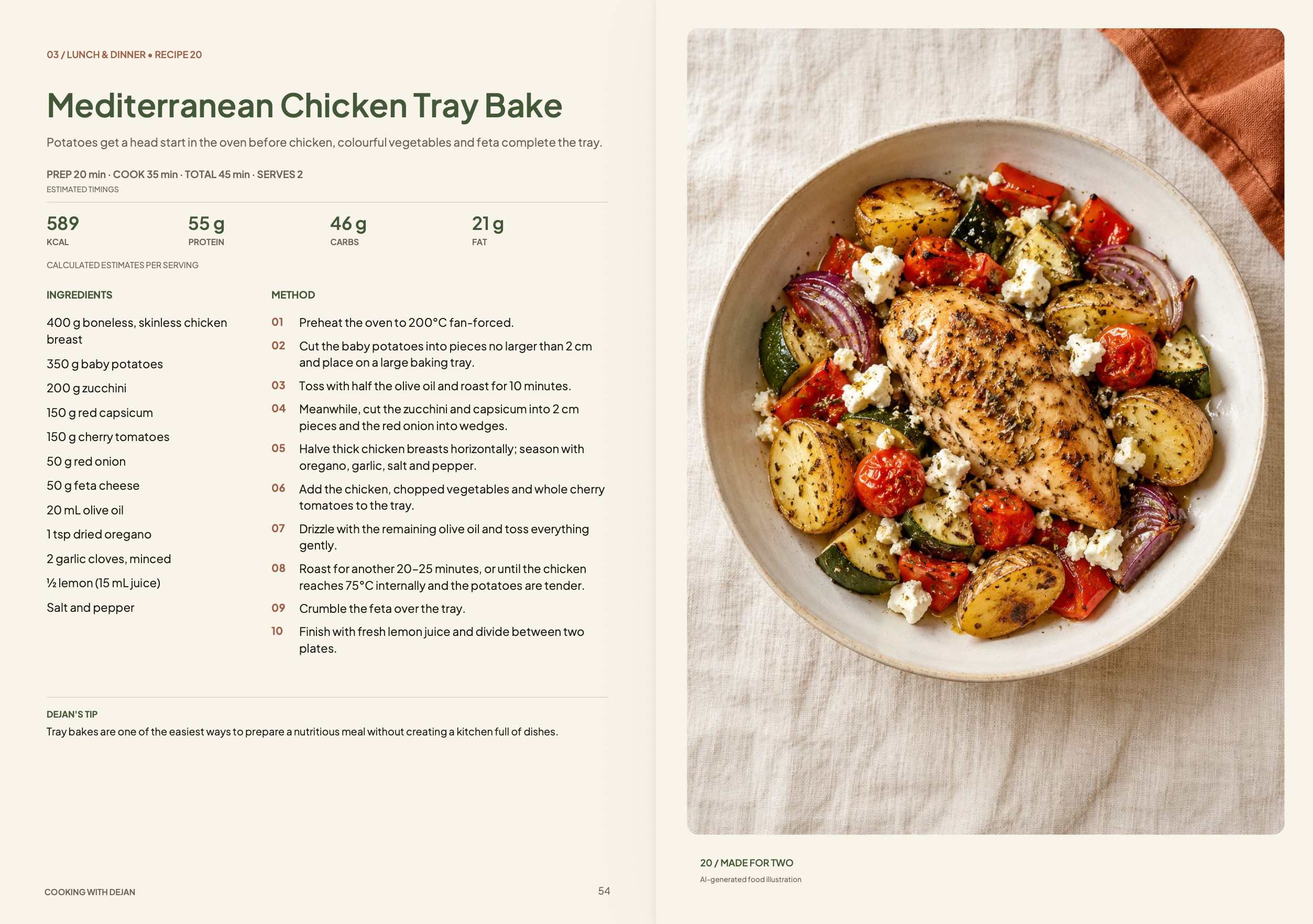 Mediterranean Chicken Tray Bake recipe spread