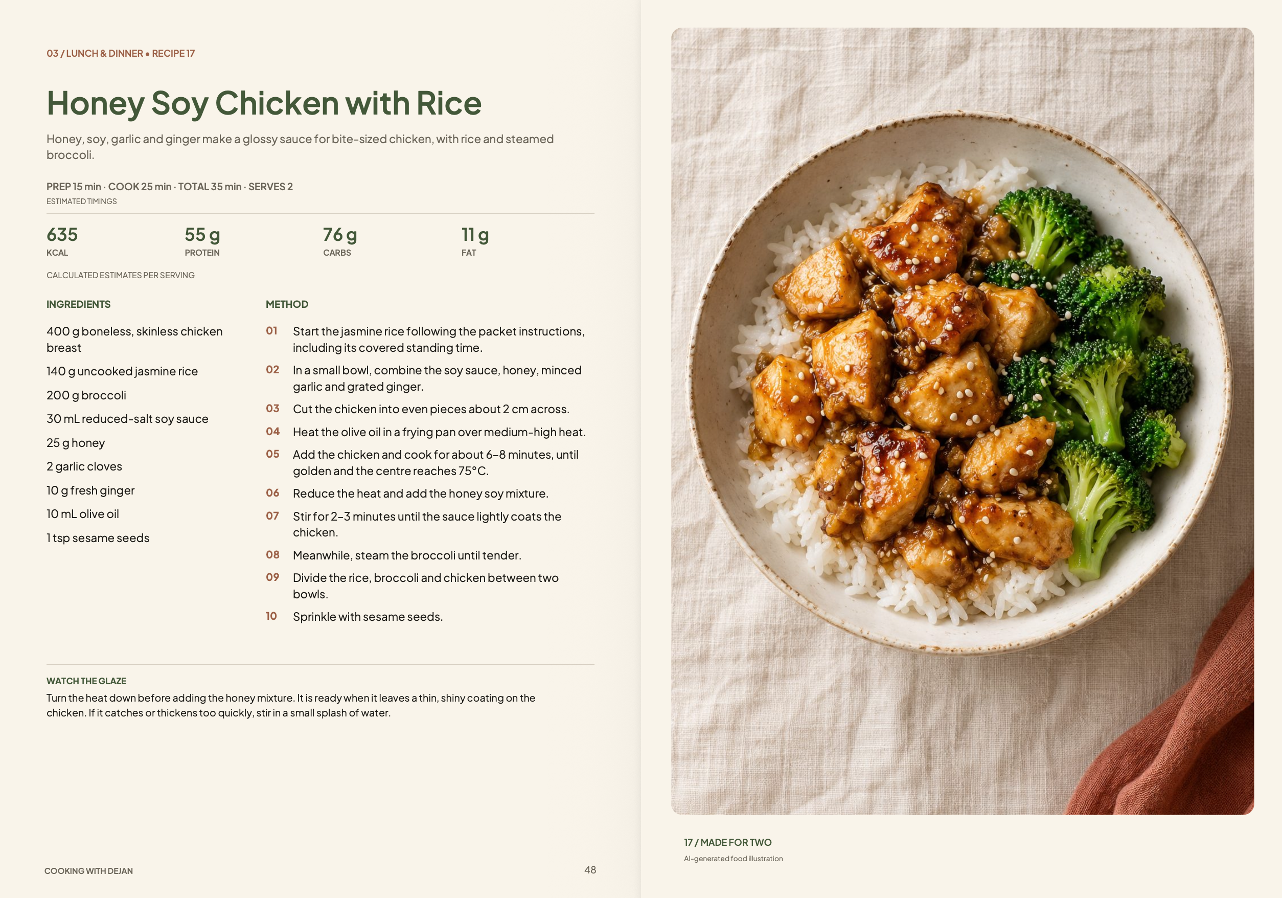 Honey Soy Chicken with Rice recipe spread
