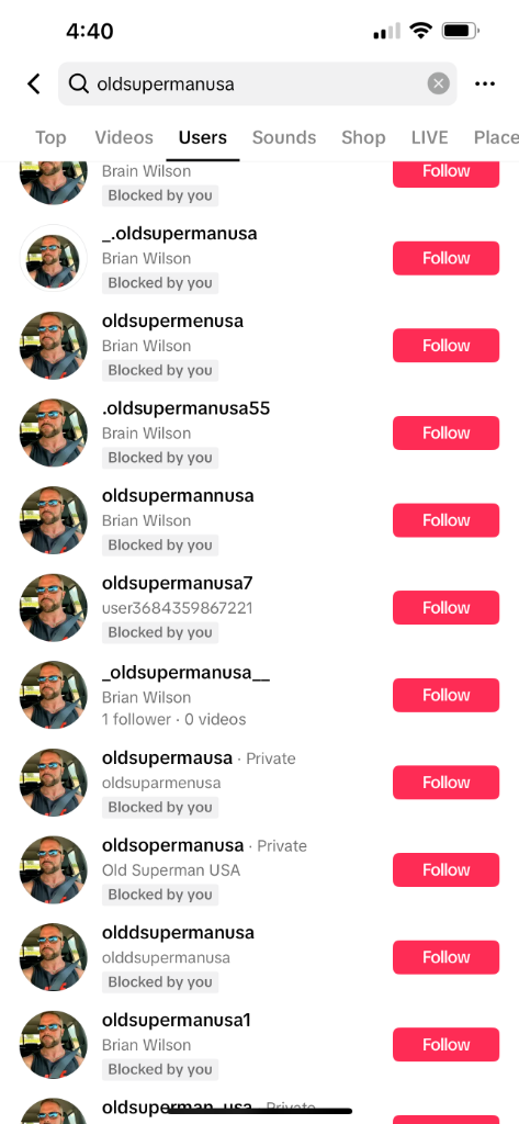 Fake TikTok accounts row 8