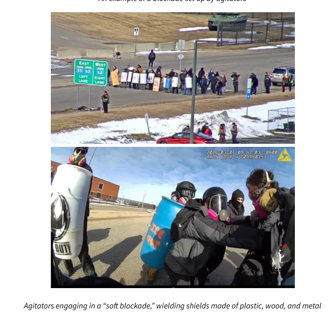 Soft blockade aerial view and body camera footage