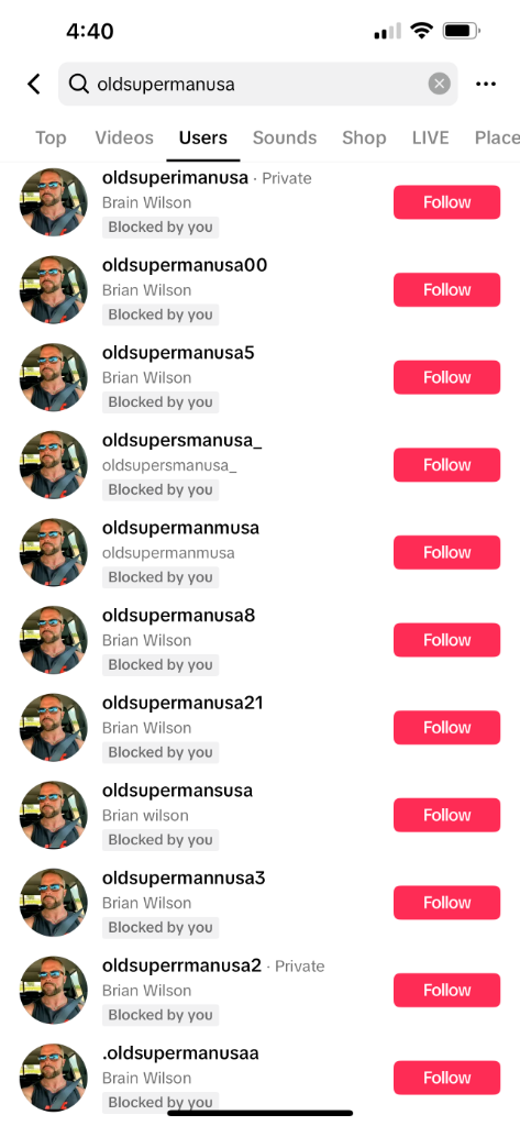 Fake TikTok accounts row 6