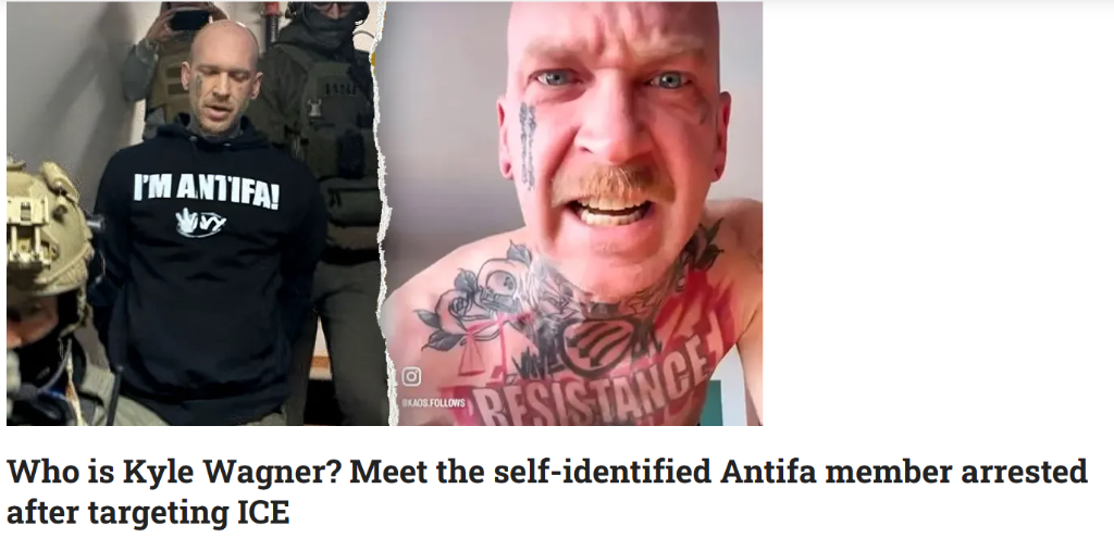 Kyle Wagner arrested wearing I'M ANTIFA sweatshirt