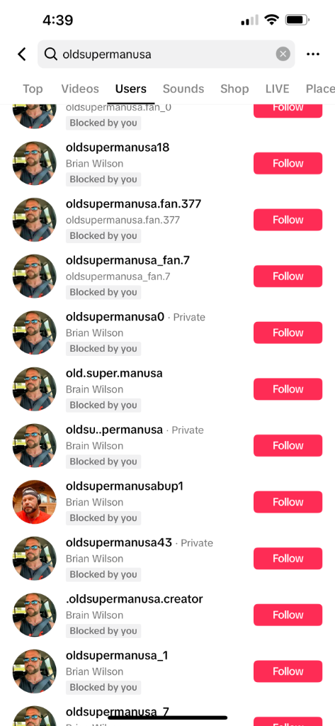 Fake TikTok accounts row 13