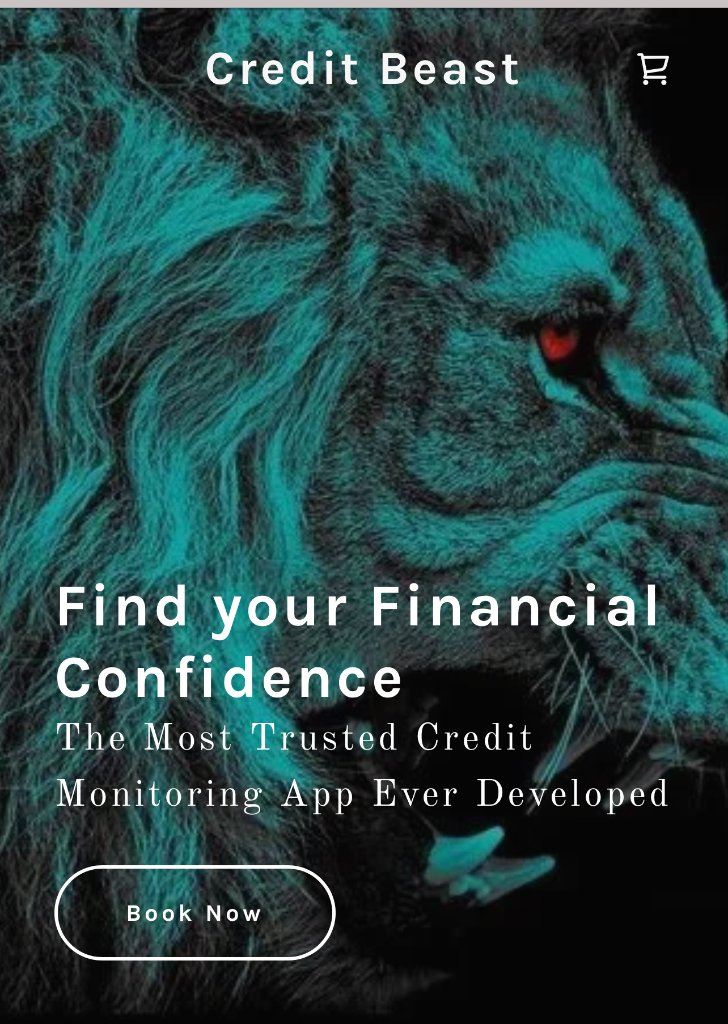 MyCreditBeast.com website showing Credit Beast branding with lion mascot