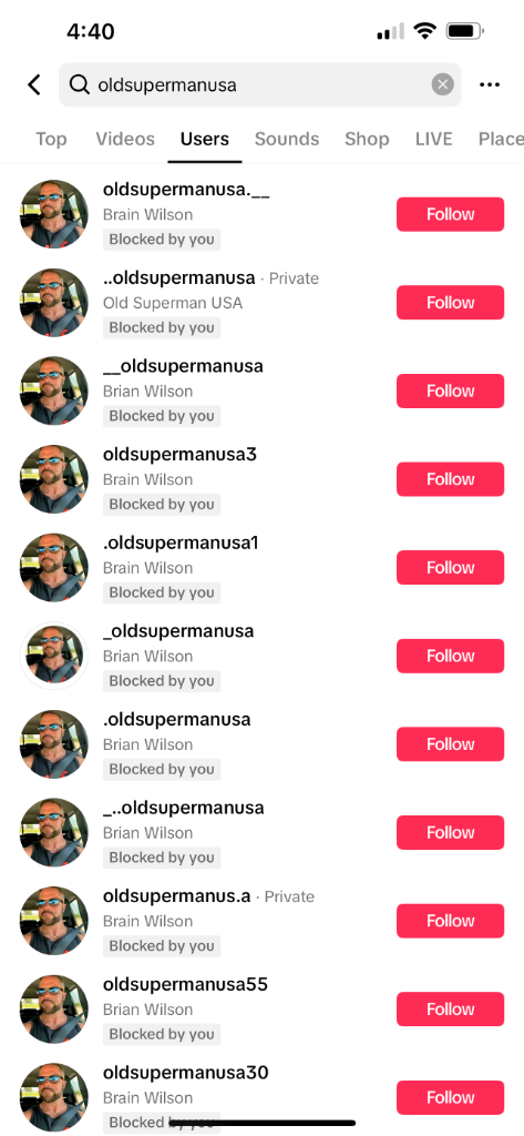 Fake TikTok accounts row 9