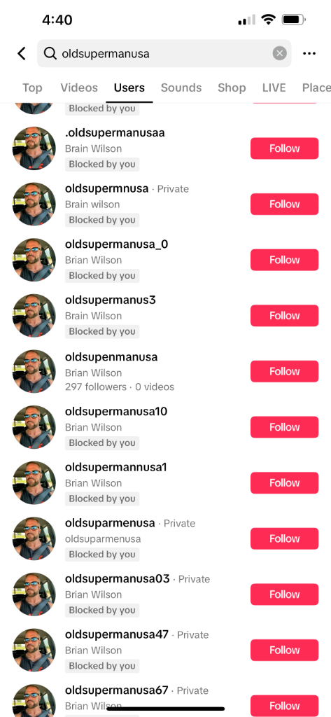 Fake TikTok accounts row 5