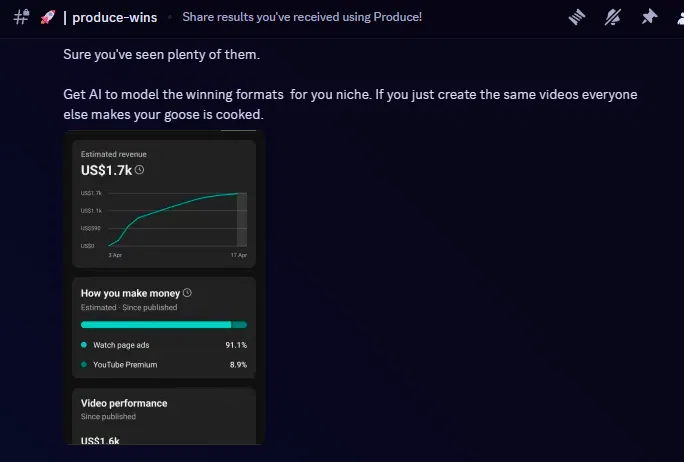 Produce Wins result
