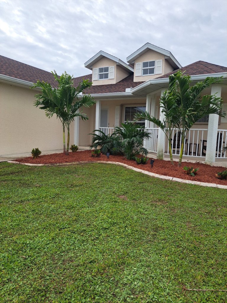 Curved Mulch Bed & Palms — Venice, FL