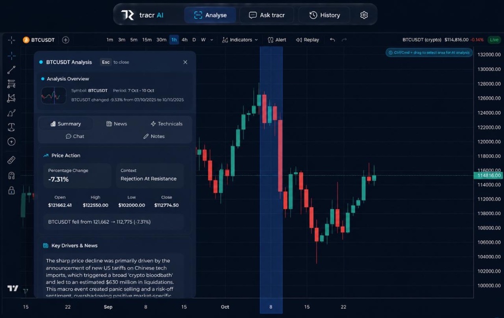tracr AI running on macOS