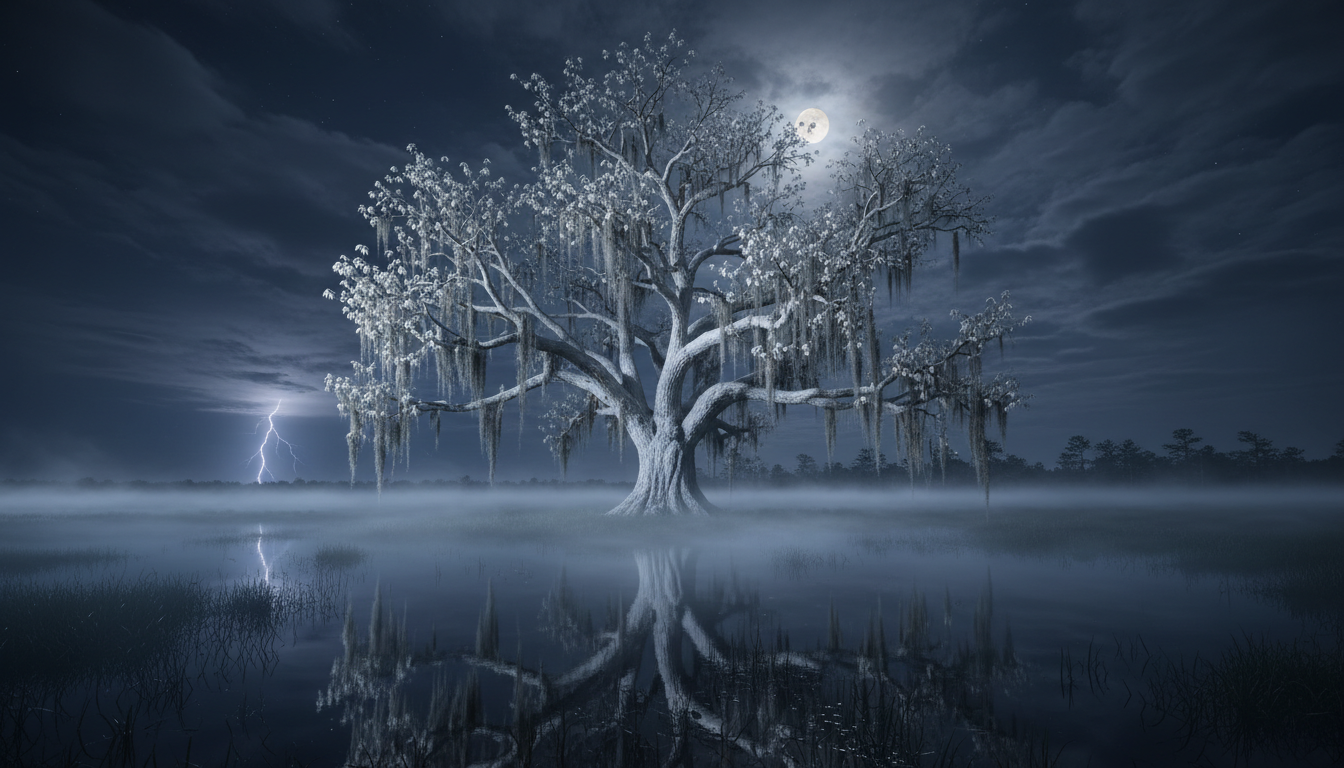 The White Cacao Tree in the flooded Louisiana marsh