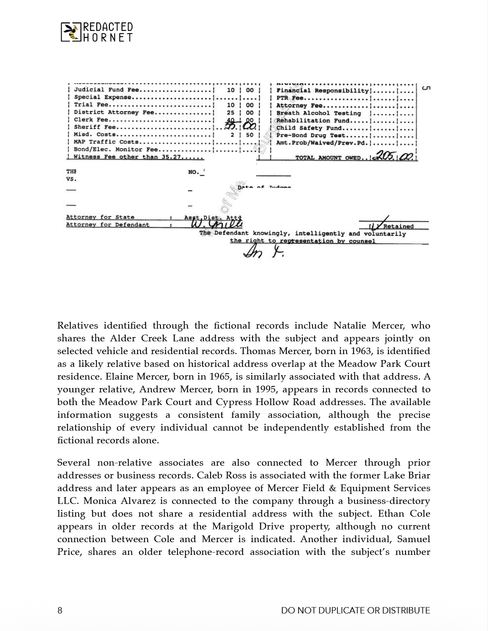 Subject Intelligence Services report sample