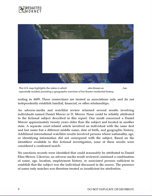 Subject Intelligence Services report sample