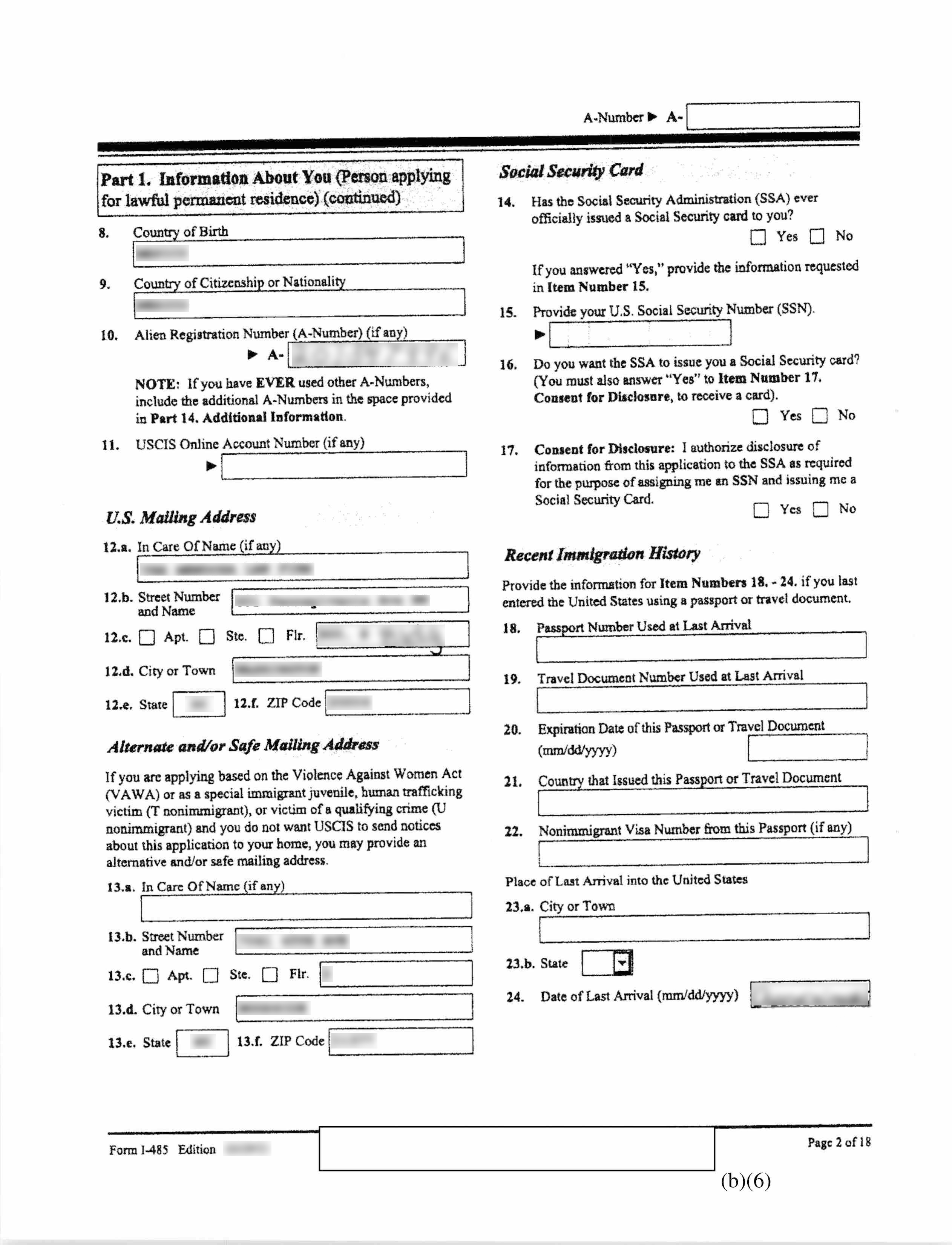USCIS FOIA sample page