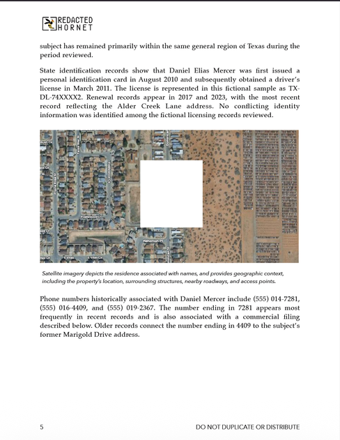Subject Intelligence Services report sample