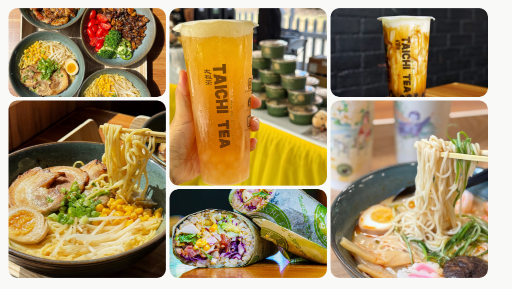 Taichi Bubble Tea food and drinks collage