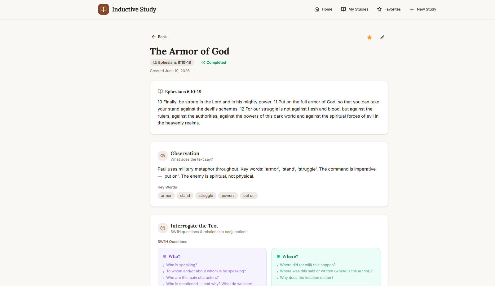 Inductive Bible Study App template preview