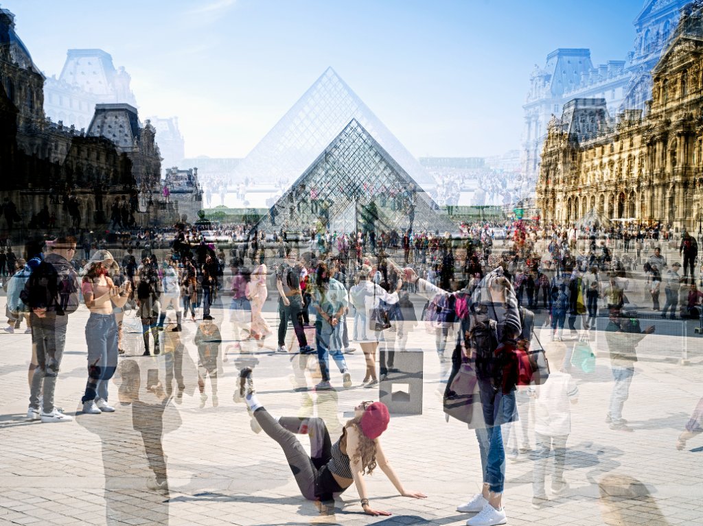 Posing at the Louvre