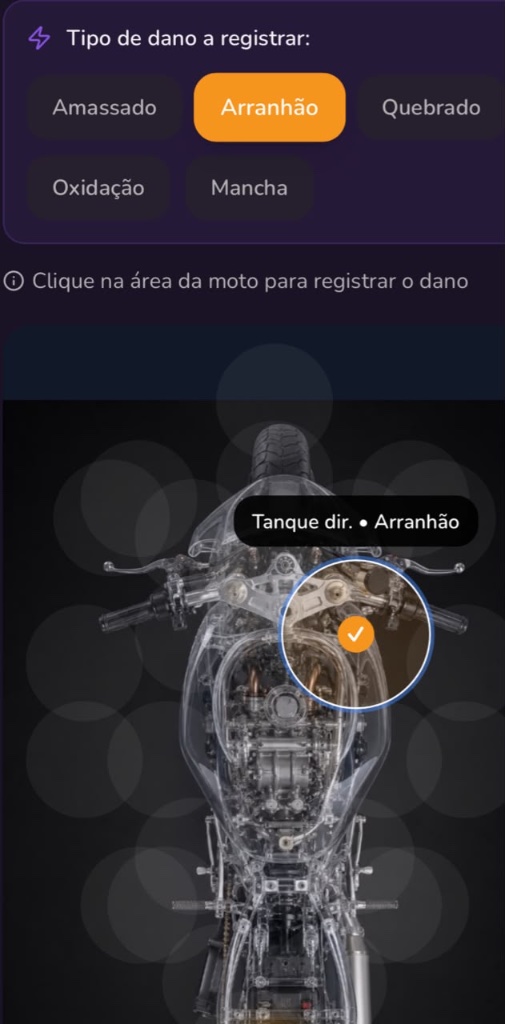 Exemplo de mapa de danos para motos