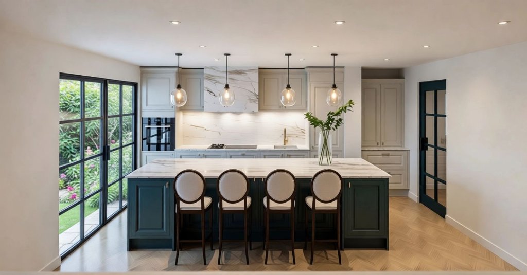 Sage Green Island Kitchen