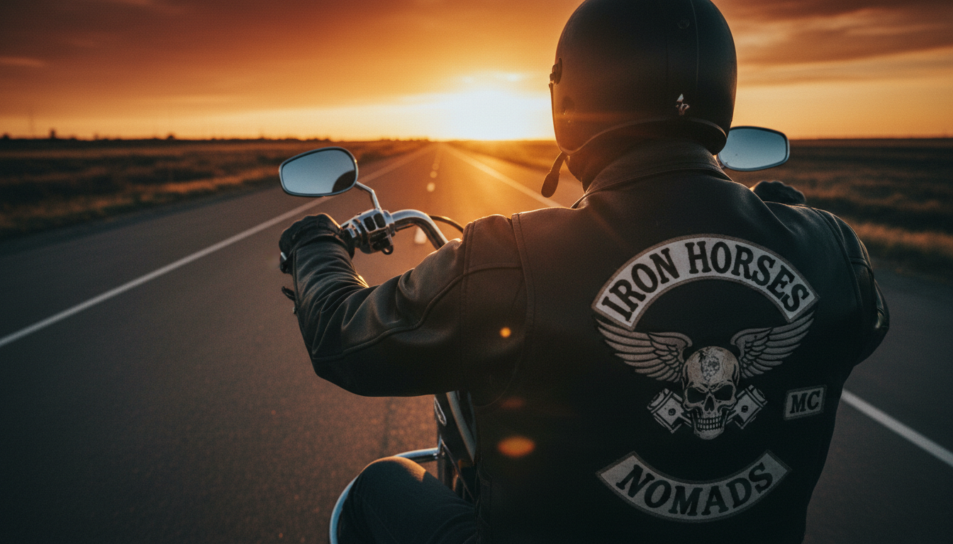 Motorcycle rider on open road at golden hour