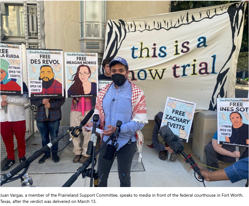 Prairieland Support Committee protest outside Fort Worth courthouse