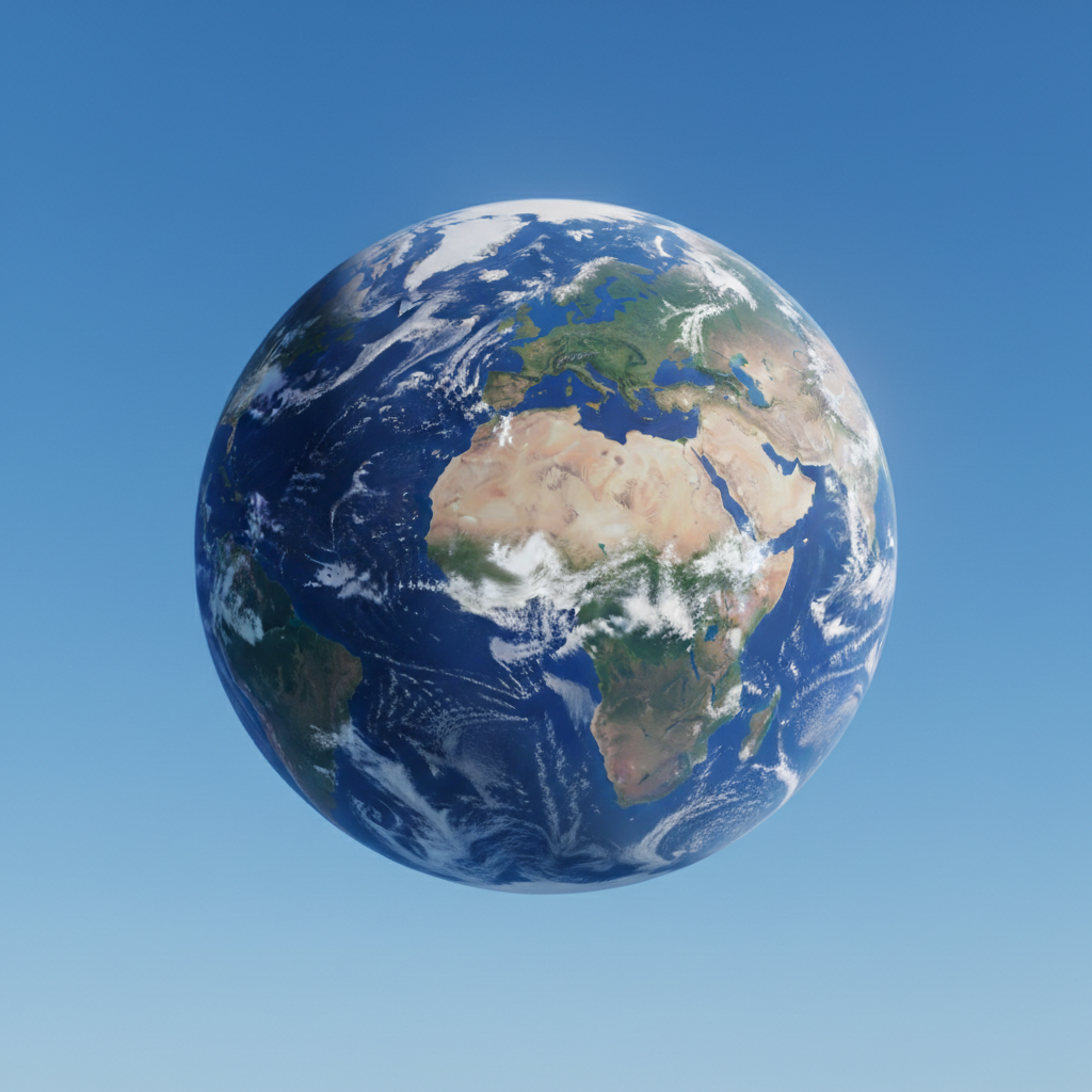 Fragmented Earth reassembling, representing global unity through sustainable development