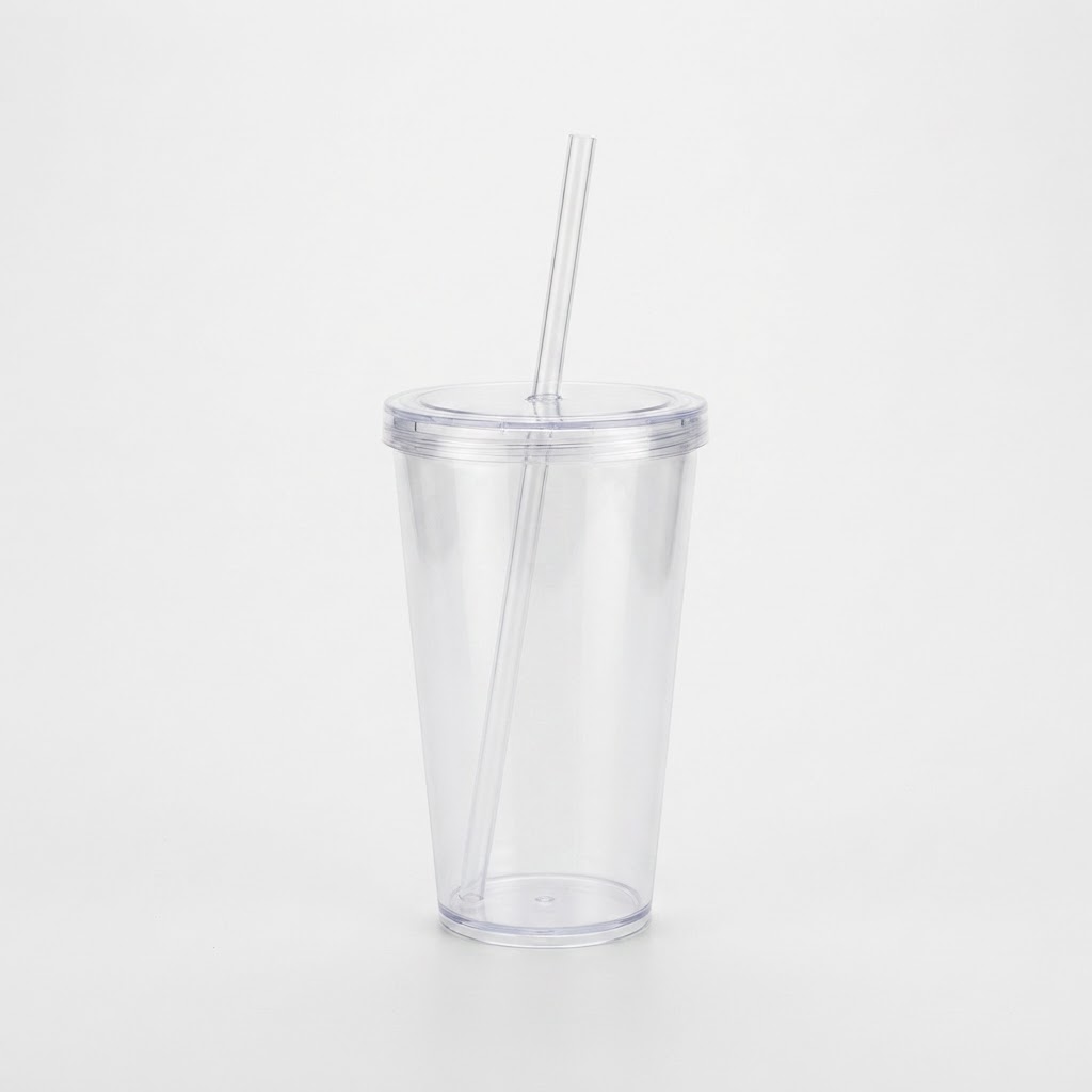 COPO 750 ML LISO COM TAMPA E CANUDO