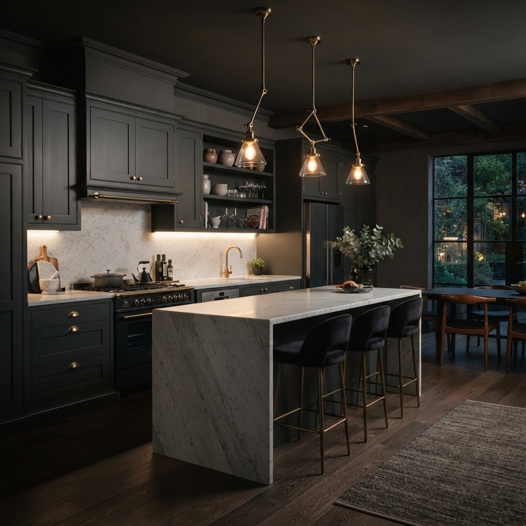 Modern shaker kitchen in sophisticated neutral colour.