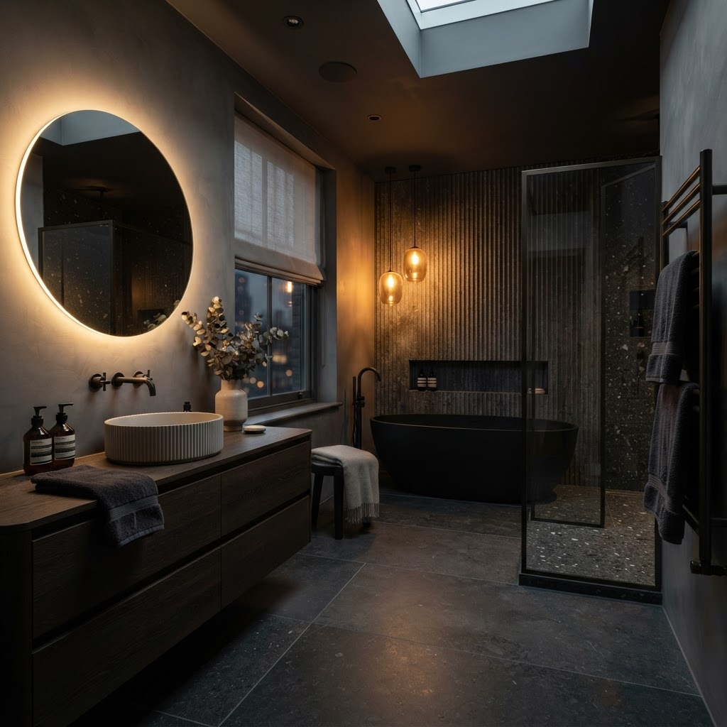 Modern neutral bathroom.