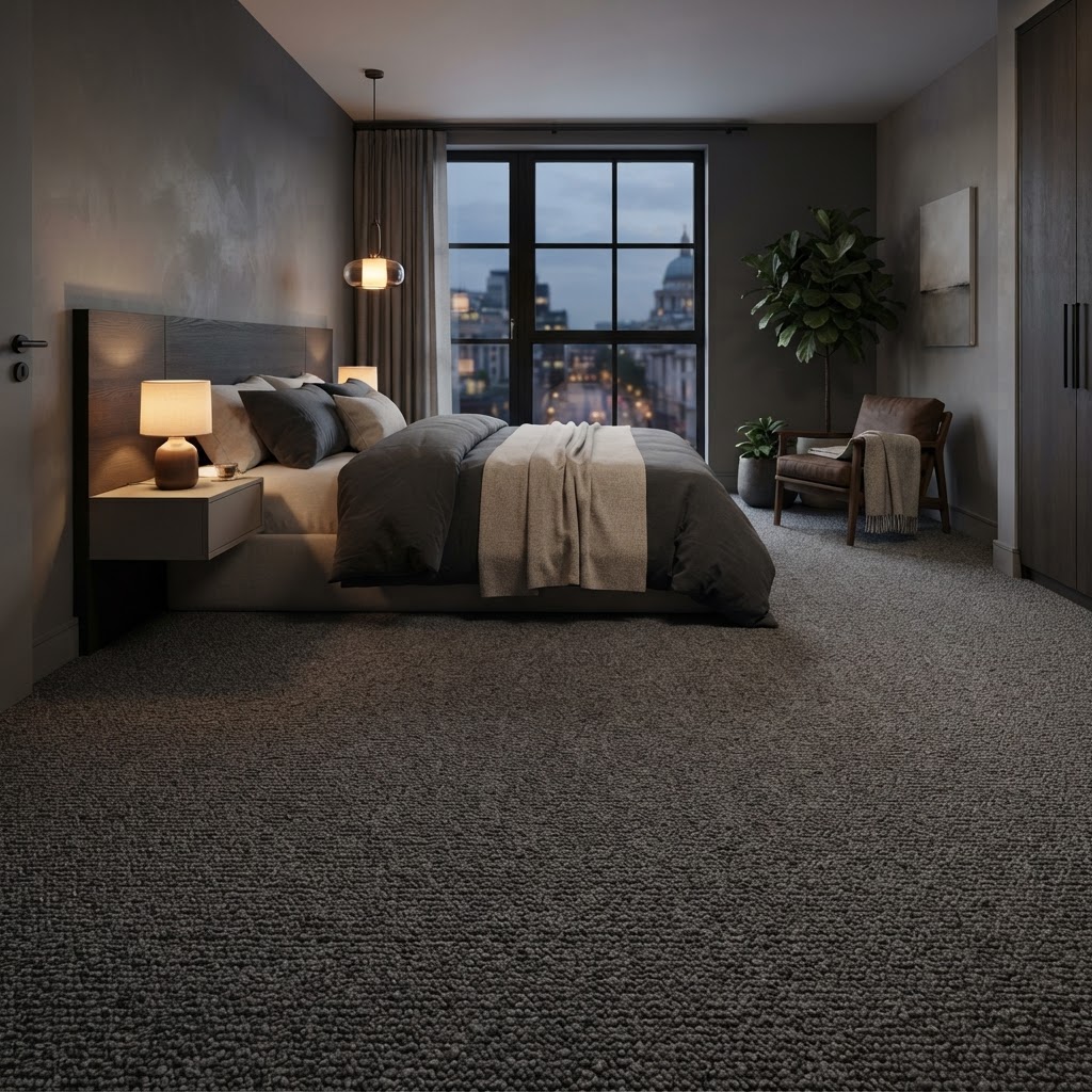 Premium carpet in calm bedroom.