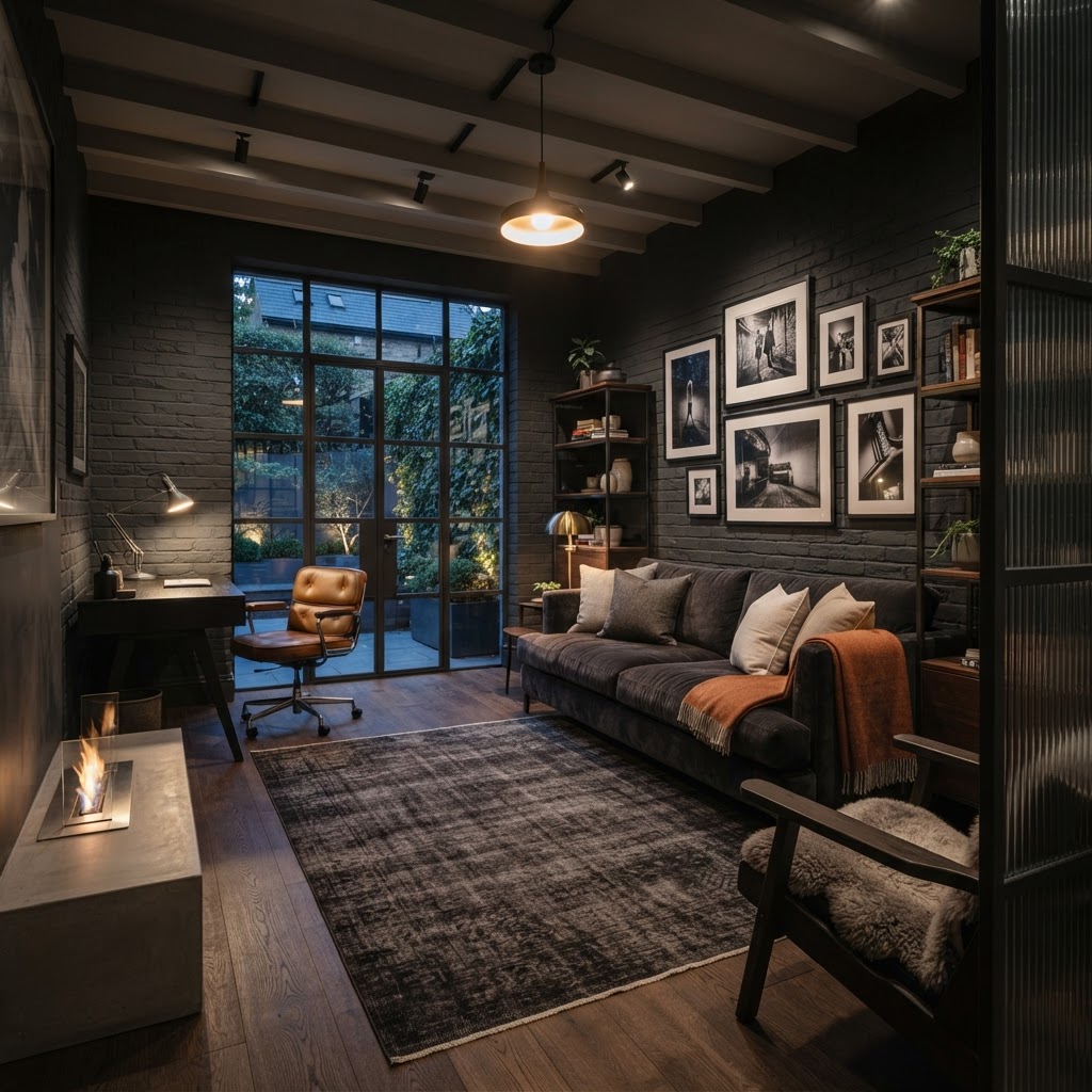 Comfortable converted garage room.