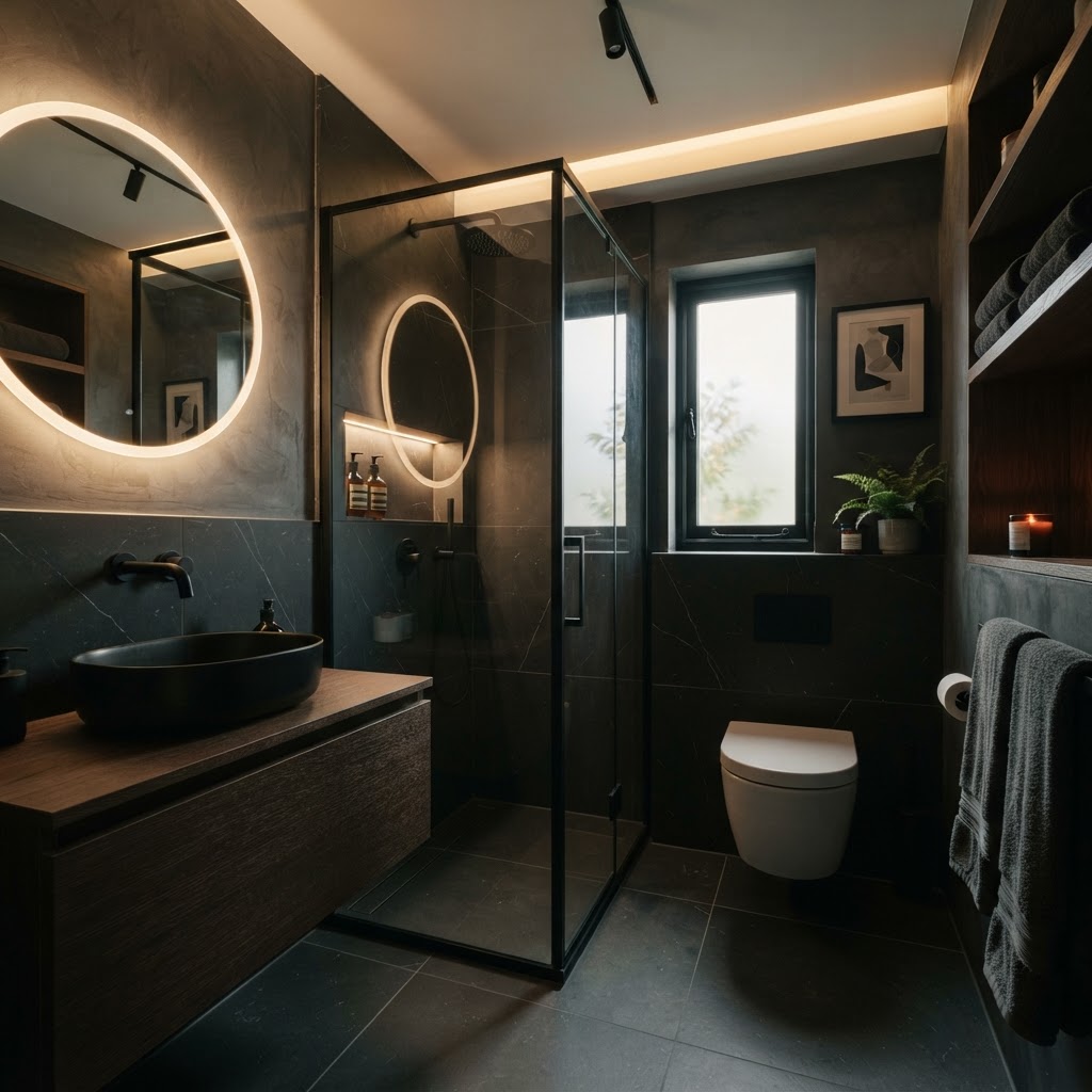 Stylish small bathroom.