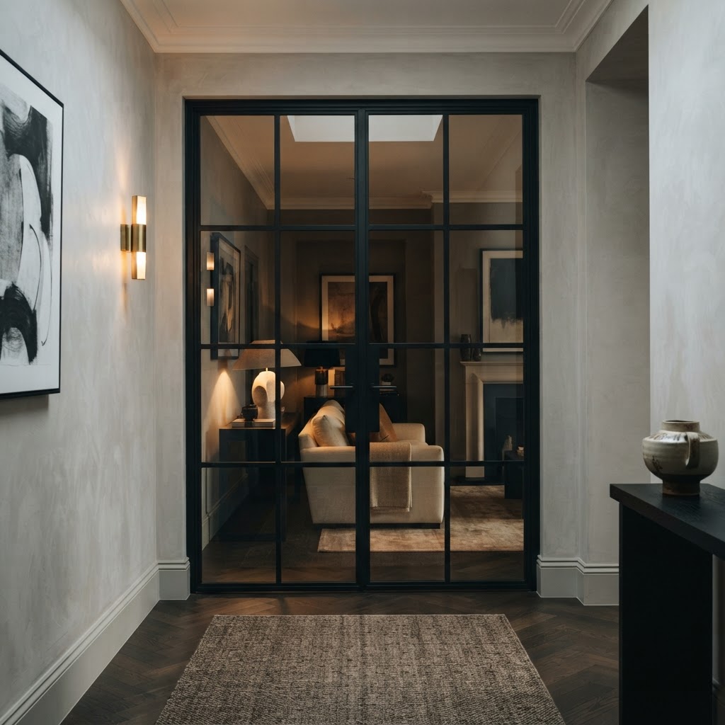 Stylish glazed internal double or single door.