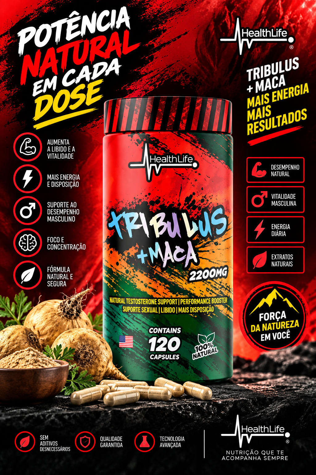 Tribulus + Maca 2200mg 120cps