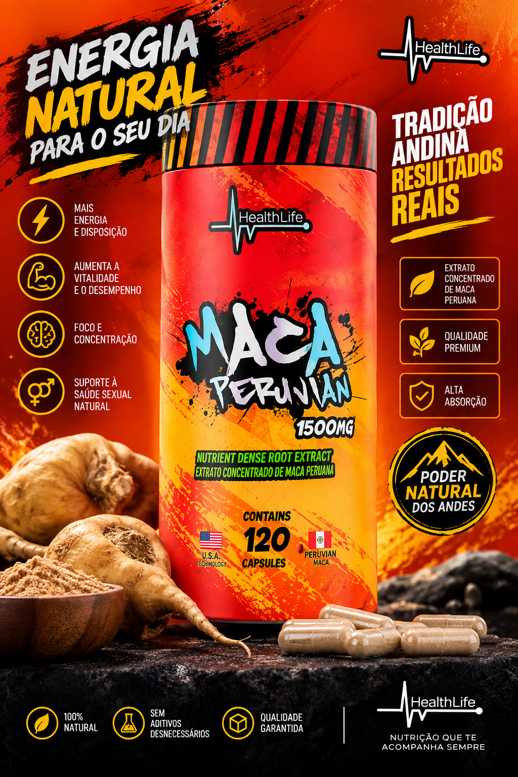 Maca Peruana 1500mg 120cps