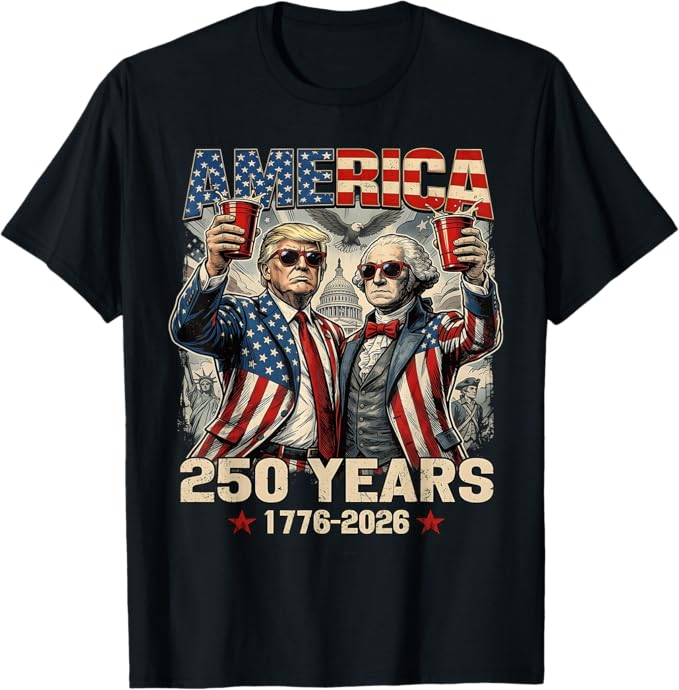 250 Years America Anniversary 250th Trump Washington Vintage T-Shirt