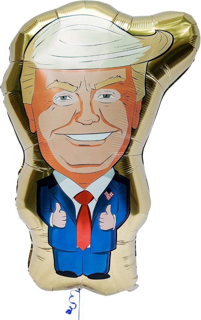 HUGE 40-Inch Donald Trump Gold Foil Balloon - Birthday Party Decoration, Political Satire Cartoon, Funny Gift - Perfect for BBQs, Rallies, and Parties