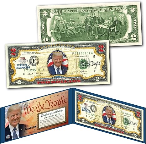 Donald Trump President Declaration of Independence $2 U.S. Bill Genuine Currency
