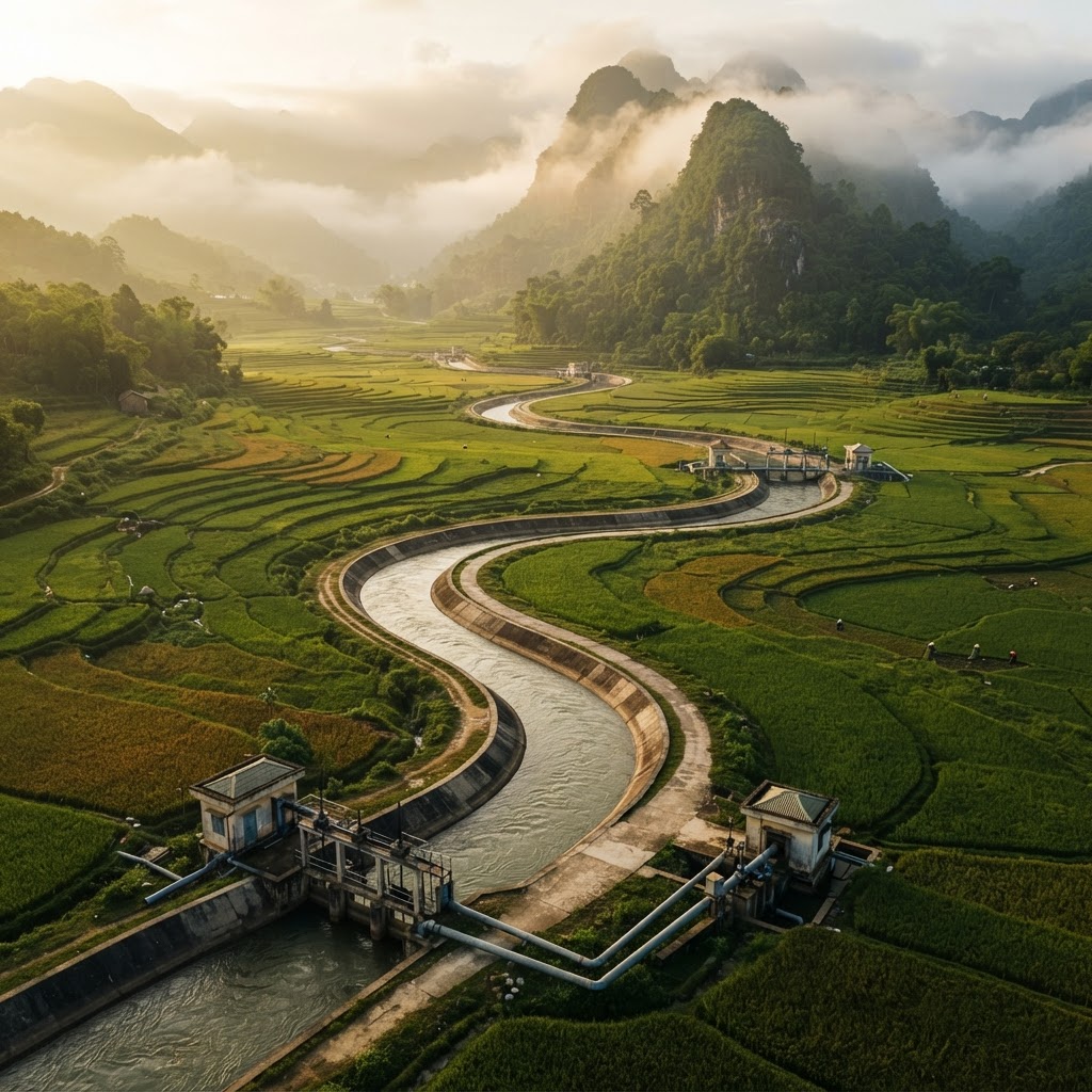 Hệ thống kênh dẫn dòng thủy lợi hoàn thiện — Thành Đạt Construction