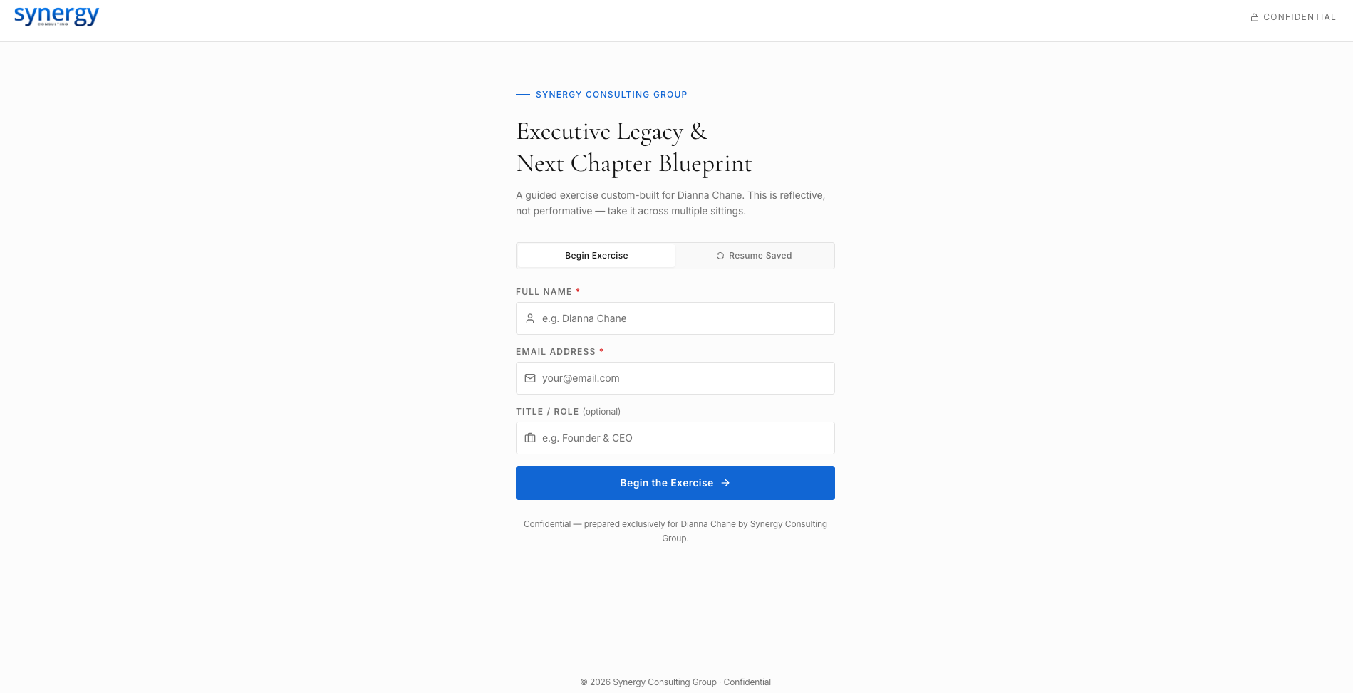 Executive Narrative Exercise template preview
