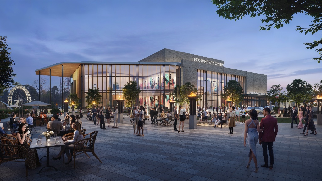 Symphony Park Performing Arts Center exterior at night