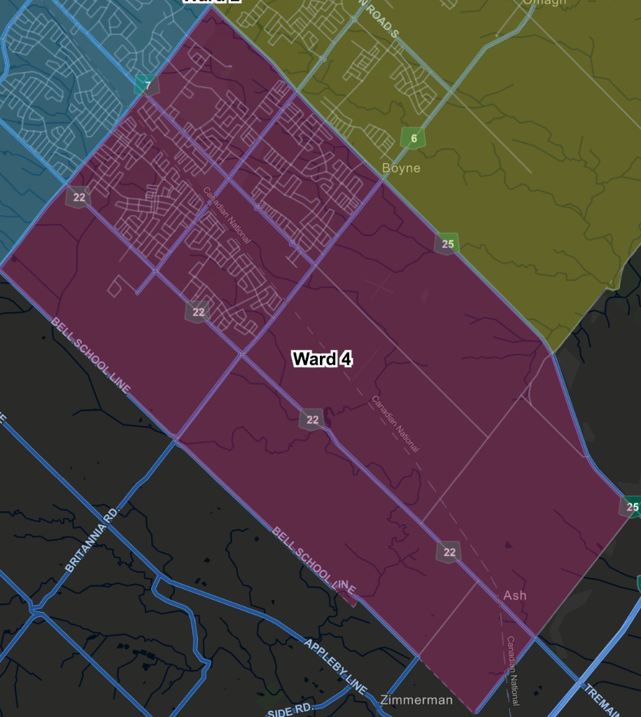 Ward 4 Milton boundary map
